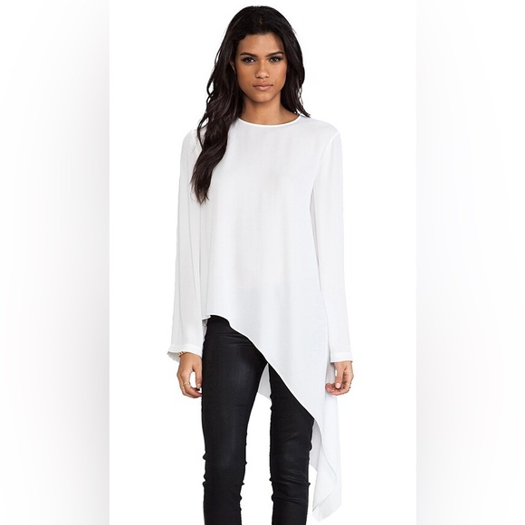 BCBGMaxAzria White Long Sleeve Asymmetrical Dress - Picture 1 of 4